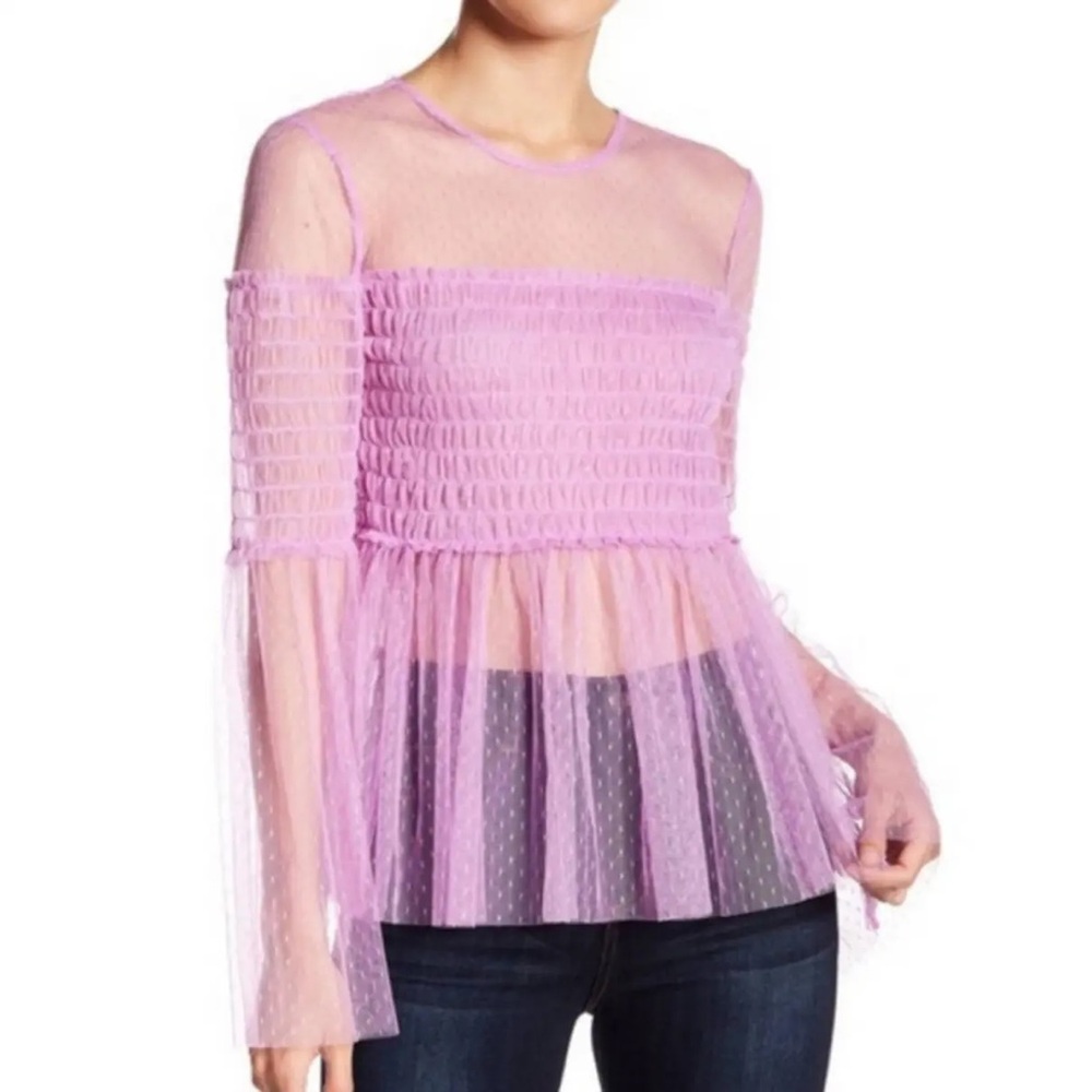 Romeo & Juliet Couture Women's Size Medium Stretch Sheer Tulle Top Blouse